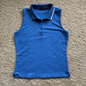 G/FORE Womens L Sleeveless Golf Polo Blue Performance Top Athletic Shirt